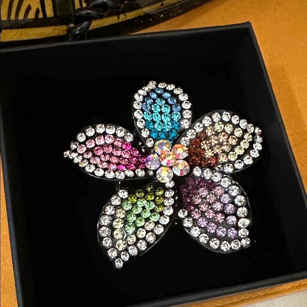 Multicolor Crystal Flower Ring - image 2